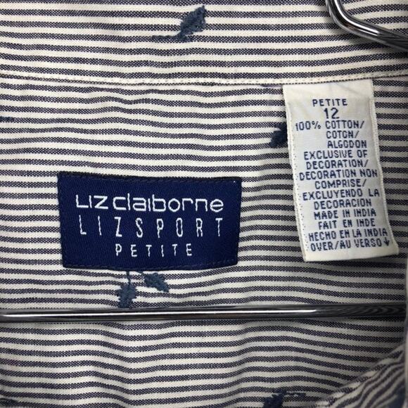 Vintage LizSport 2pc Pinstripe Embroidered Summer Outfit (size 12) - Picture 3 of 5